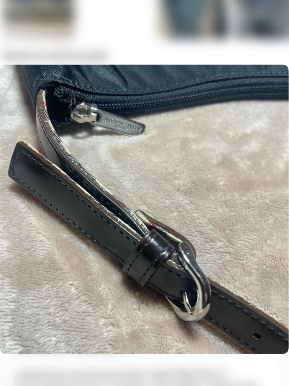 Black and Beige Plaid Shoulder Bag - Picture 2 of 9